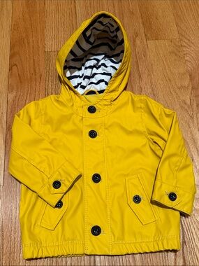 Baby Gap Yellow Fisherman Raincoat Jersey Lined Jacket Size 6-12 Months